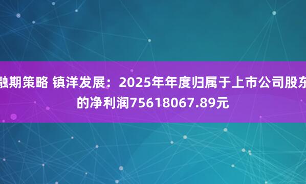 融期策略 镇洋发展：2025年年度归属于上市公司股东的净利润75618067.89元